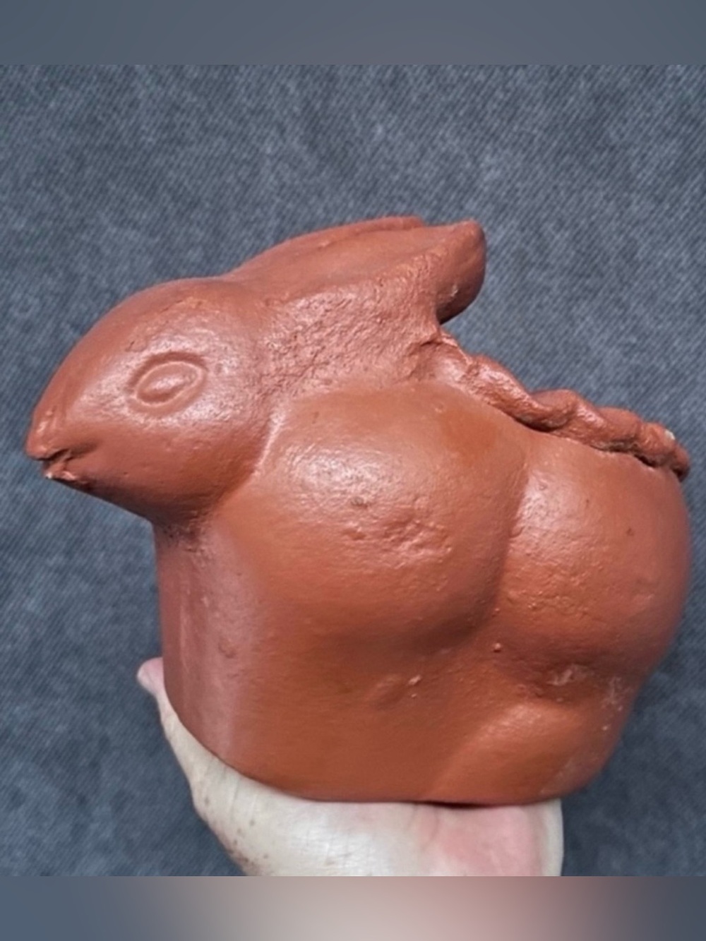 Vintage terracotta bunny rabbit planter folk art primitive